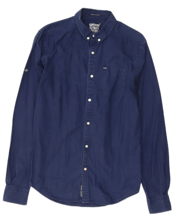 Cămașă pentru bărbați Superdry, bumbac, albastru bleumarin mediu