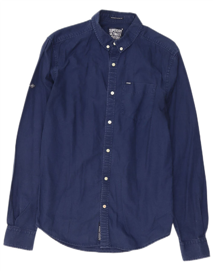 Cămașă pentru bărbați Superdry, bumbac, albastru bleumarin mediu