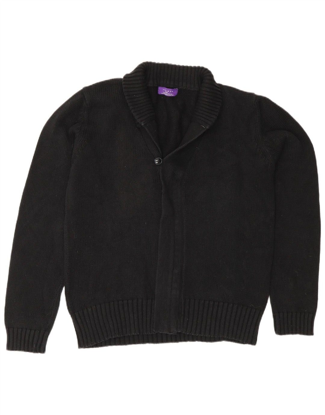 Pulover cardigan pentru bărbați Zara, bumbac mediu negru, clasic