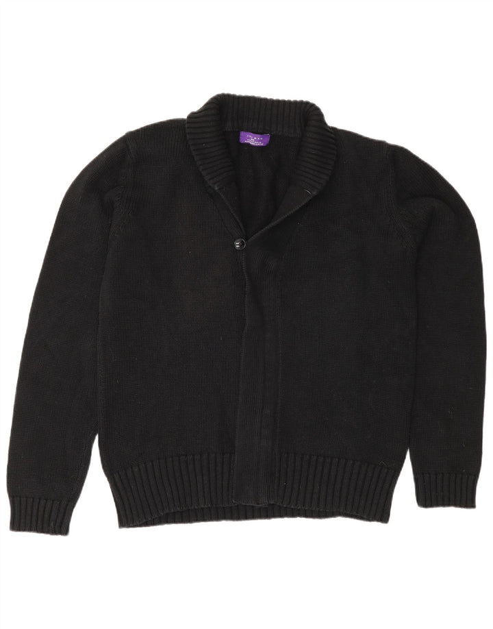 Pulover cardigan pentru bărbați Zara, bumbac mediu negru, clasic