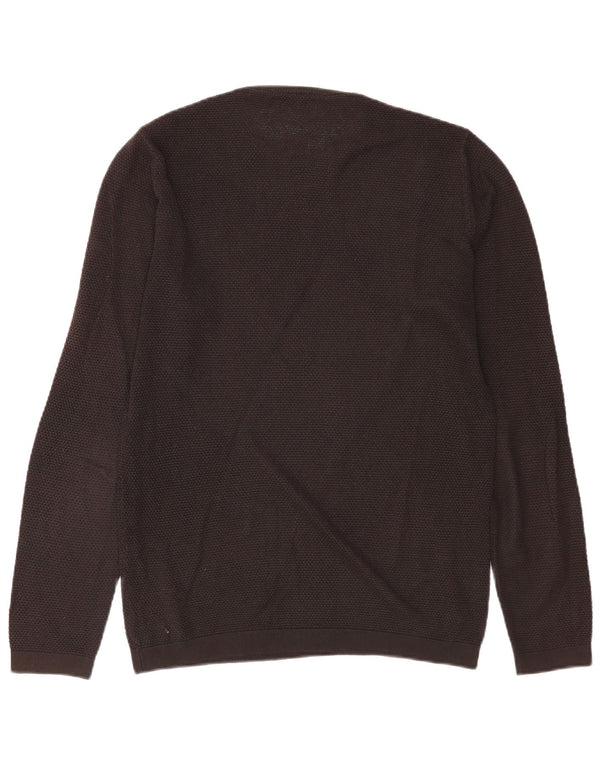 Zara Mens Crew Neck Jumper Sweater Medium Black Acrylic