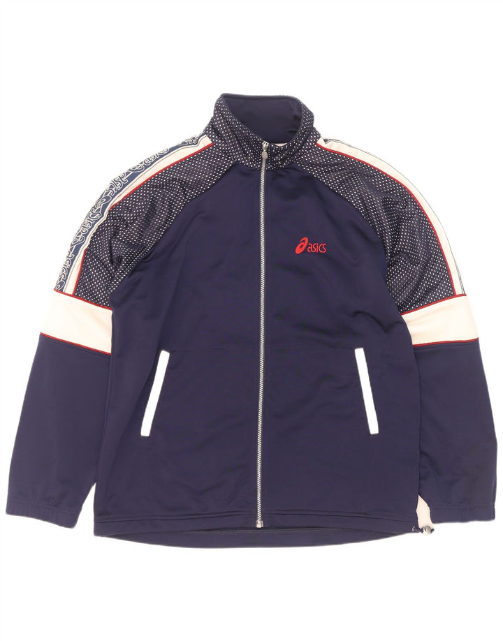 Jachetă de top pentru trening grafic Asics pentru bărbați, mare, bleumarin, color block