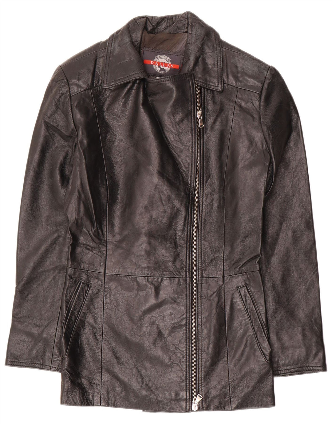 DALLAS Jachetă de piele cu fermoar pentru femei IT 44 Medium Black Leather