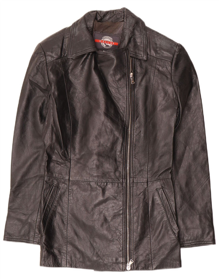 DALLAS Jachetă de piele cu fermoar pentru femei IT 44 Medium Black Leather
