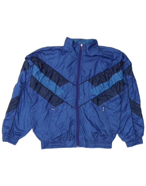 Vintage Mens Loose Fit Tracksuit Top Jacket Small Blue Colourblock