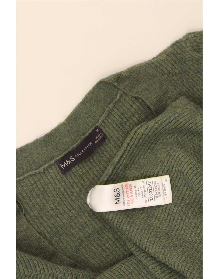 Marks & Spencer Pulover cu decolteu în V pentru femei UK 16 Poliester kaki mare