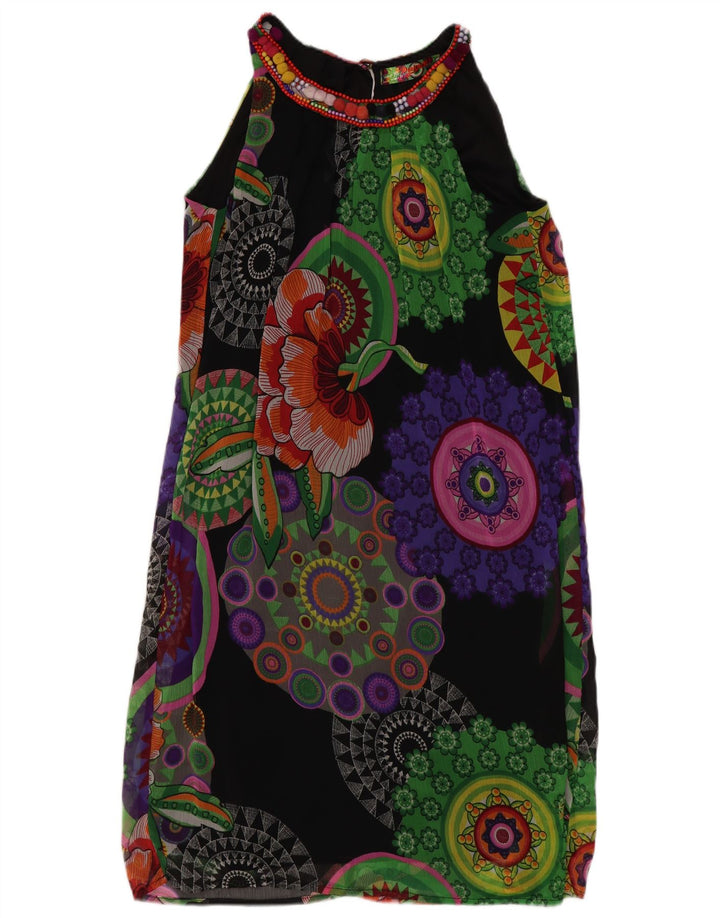 Desigual Womens Oversized Halter Dress EU 34 XS Black Floral
