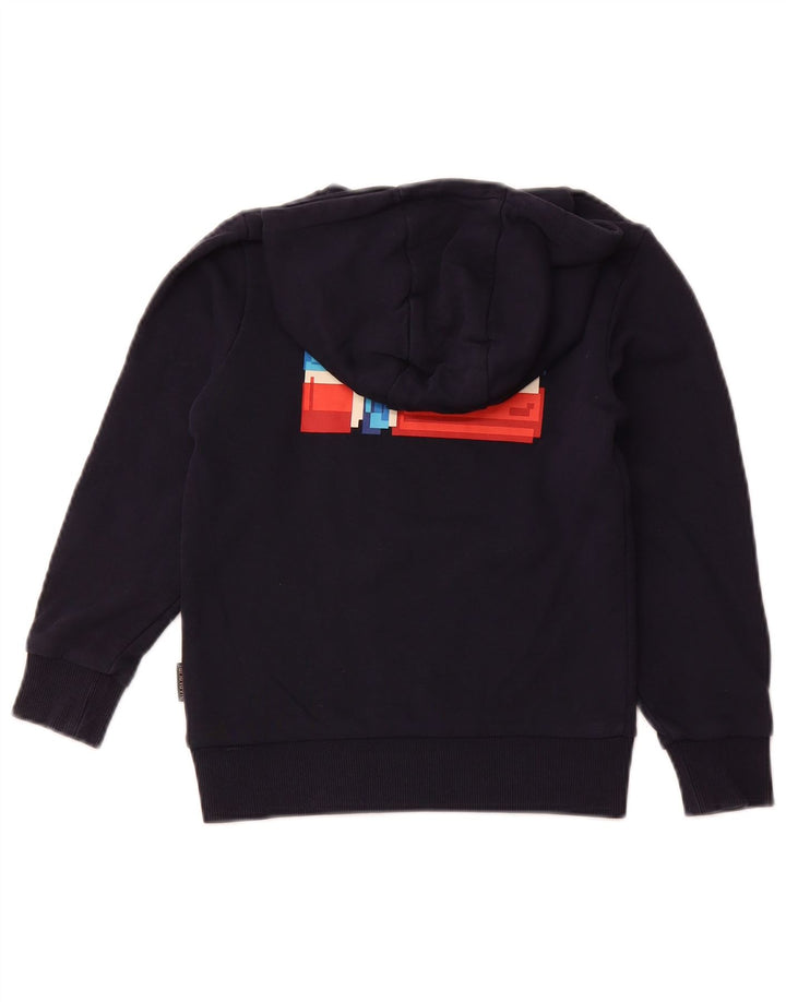 NAPAPIJRI Băieți Pulover Grafic Hoodie 7-8 Ani Bumbac Bleumarin