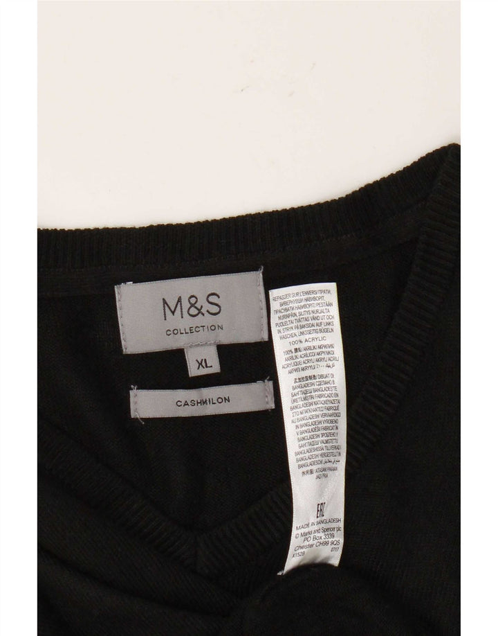 Pulover pentru bărbați Marks & Spencer, cu decolteu în V, XL, acrilic negru