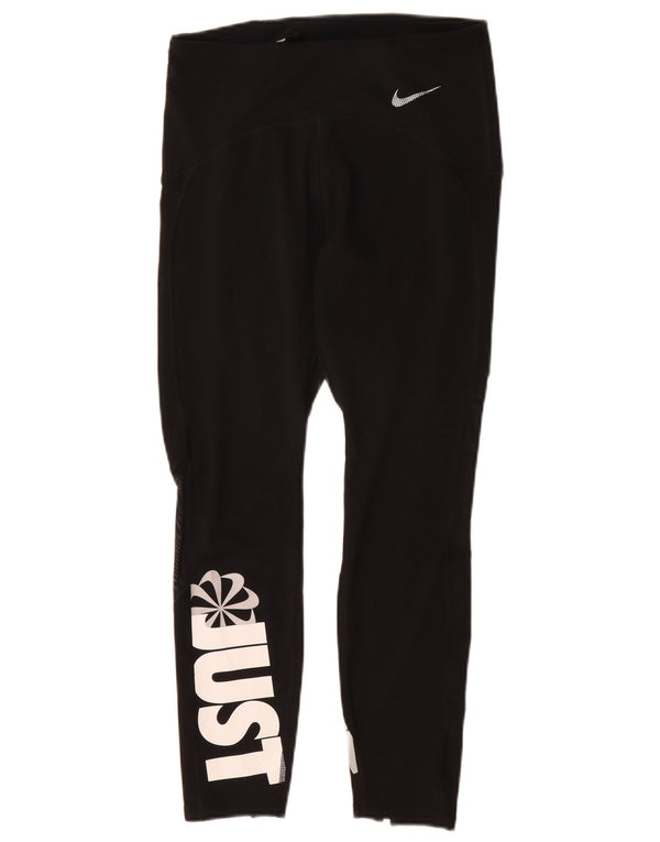Leggings Nike Dri Fit Crop Graphic pentru femei UK 12 Poliester mediu negru