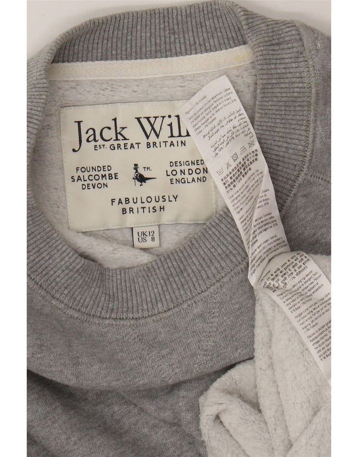 JACK WILLS Pulover supradimensionat pentru femei UK 12 Bumbac gri mediu