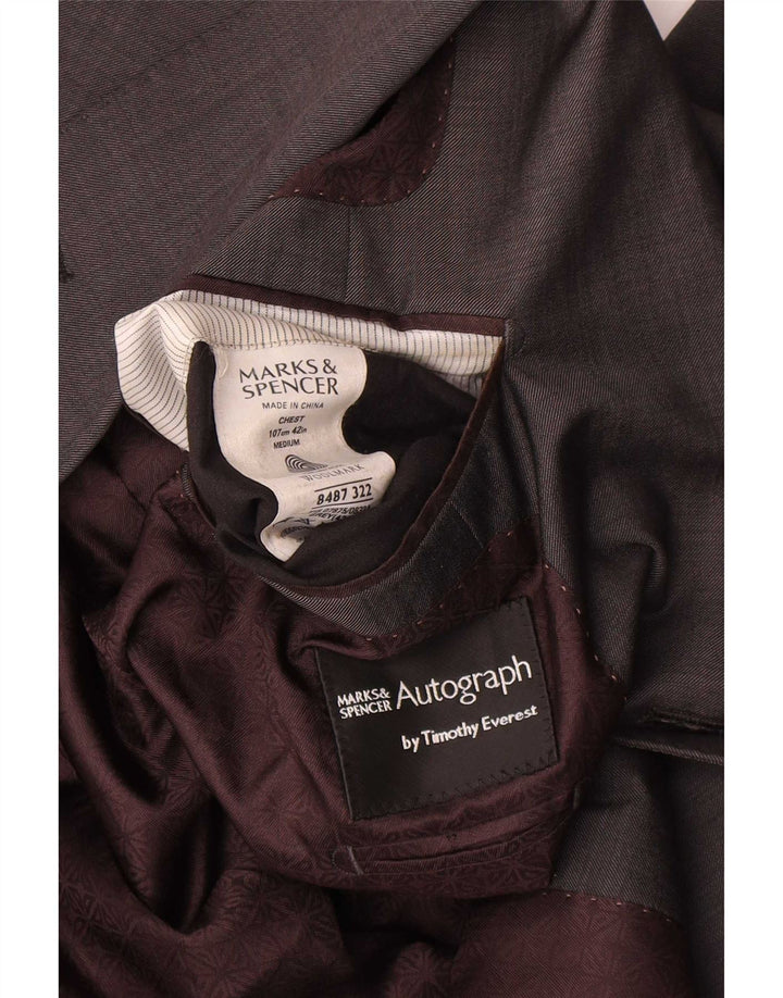 Jachetă pentru bărbați Marks & Spencer Autograph cu 2 nasturi, UK 42, lână mare, gri