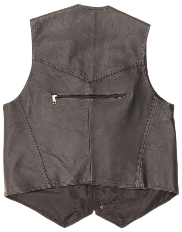 Gilet din piele vintage pentru bărbați UK 40 Large Black