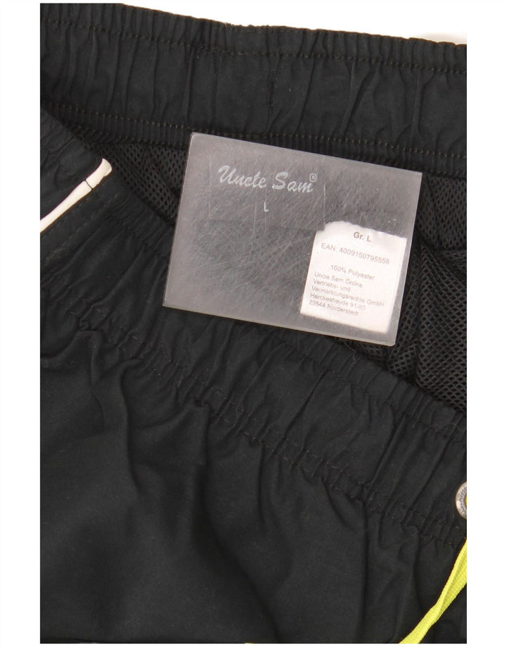 Uncle Sam Pantaloni de trening grafic pentru bărbați, mari, negru, poliester