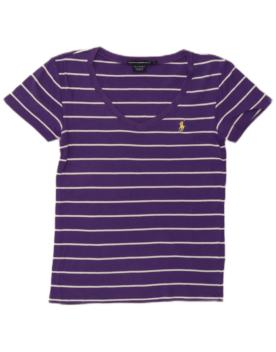 Tricou pentru femei RALPH LAUREN Top UK 14 mare bumbac cu dungi violet