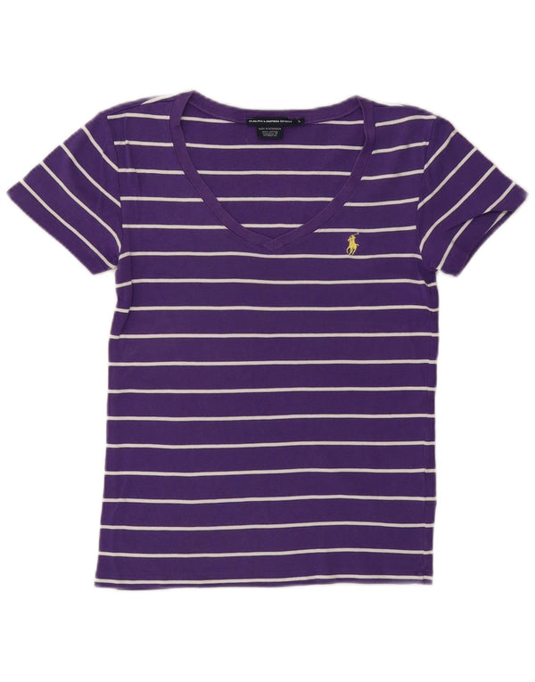Tricou pentru femei RALPH LAUREN Top UK 14 mare bumbac cu dungi violet