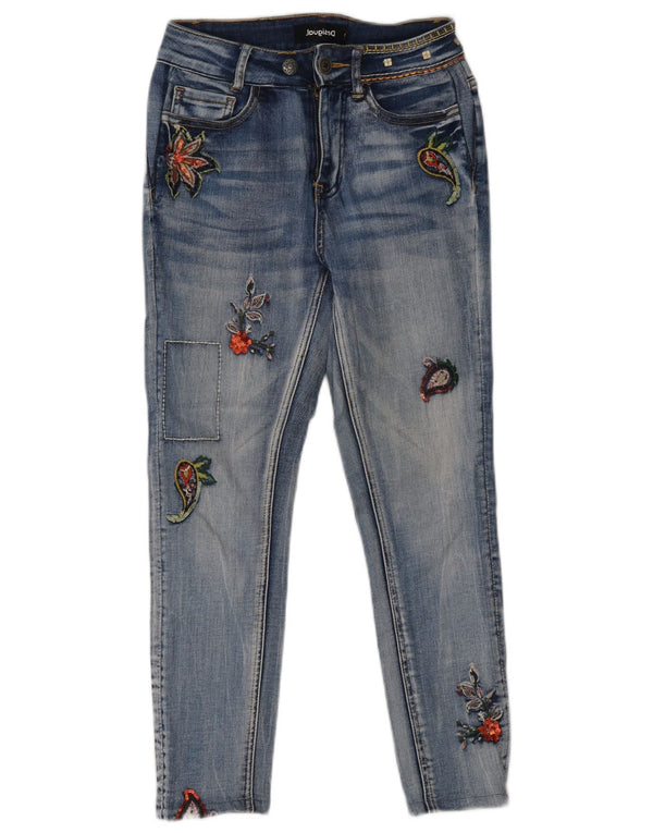 Blugi Desigual Graphic Slim pentru femei L24 L24 Bumbac Floral Albastru