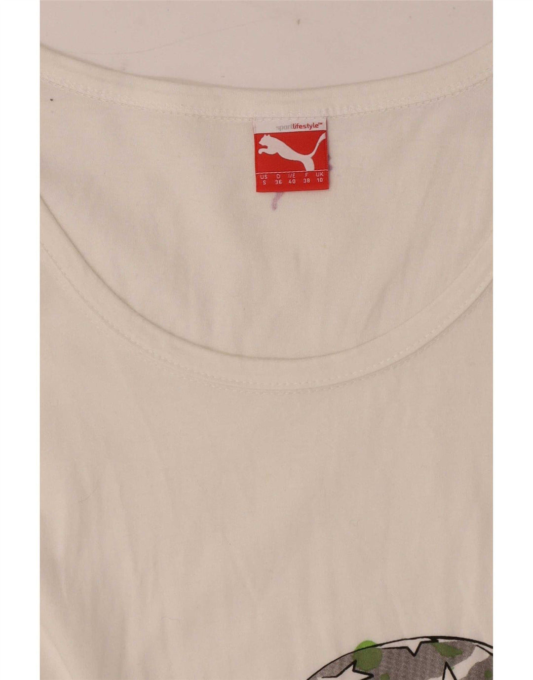 Tricou Puma Regular Graphic pentru femei Top UK 10 Small White