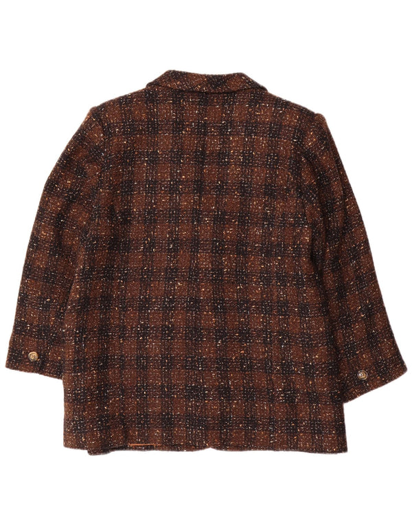 Blazer Vintage pentru femei cu 2 nasturi, UK 18 XL, maro, check