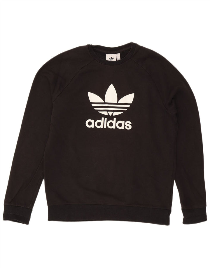 Hanorac grafic pentru bărbați Adidas Jumper mediu din bumbac negru