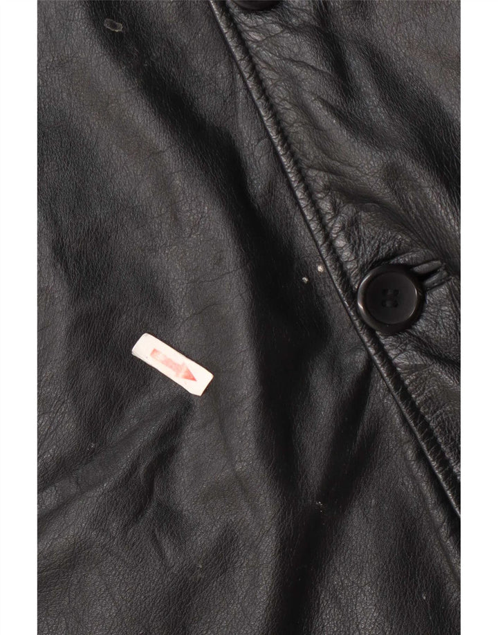 Palton din piele vintage pentru bărbați UK 38 mediu negru