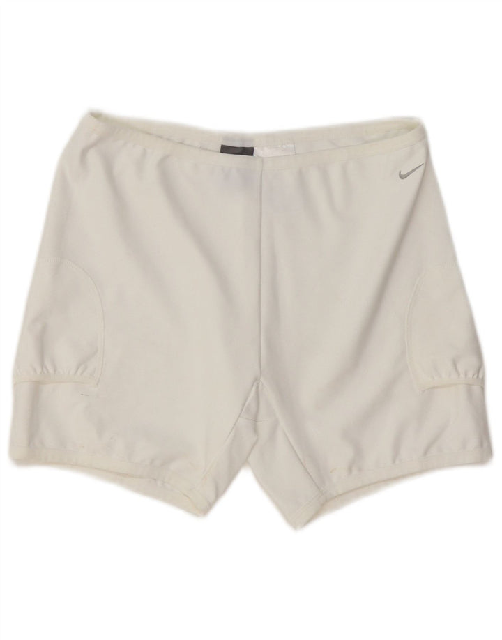 Pantaloni scurti sport NIKE Dri Fit pentru femei UK 12 Poliester alb mediu