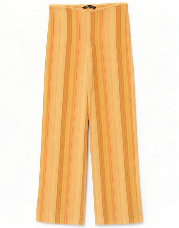 Zara Pantaloni casual drepti pentru femei XS W24 L28 galben cu dungi