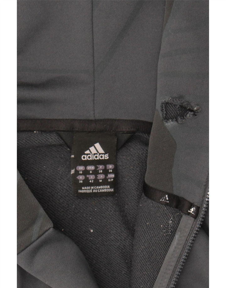 ADIDAS Womens Zip Hoodie Sweater UK 10 Small Grey Vintage Adidas and Second-Hand Adidas from Messina Hembry 