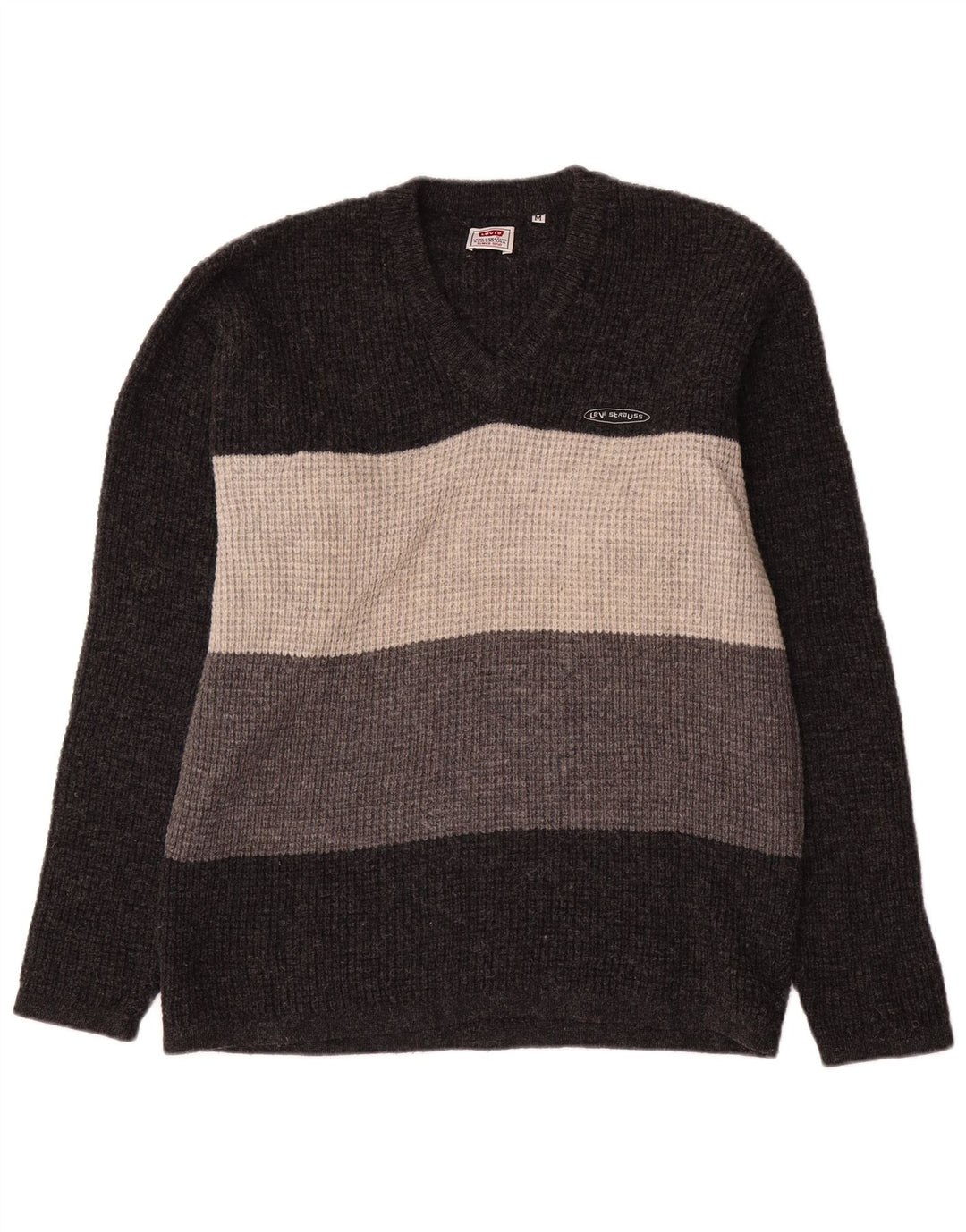 Pulover cu decolteu în V Levi's pentru bărbați, lână color bloc, gri mediu