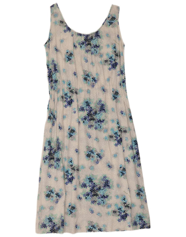 Rochie vintage pentru femei fără mâneci, în formă de A, IT 46, mare, albă, florală