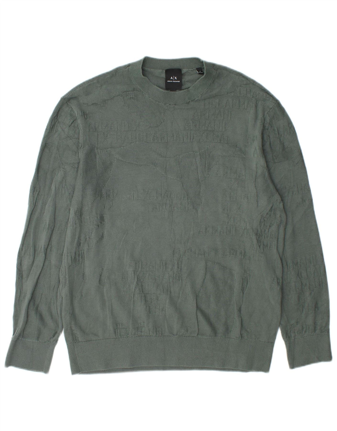 Pulover Armani Exchange pentru bărbați, cu gât crew, din bumbac verde mic