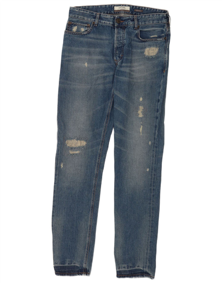 Blugi slim pentru bărbați Fat Face Distressed W32 L33 Bumbac albastru