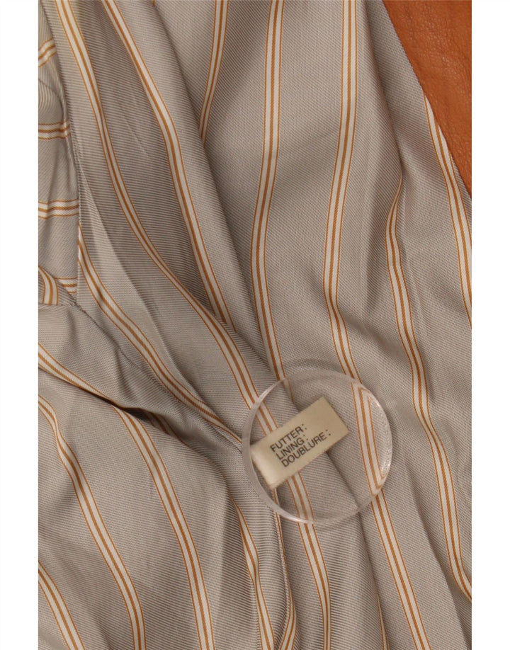 Palton din piele vintage pentru femei la dublu piept UK 14 mare maro