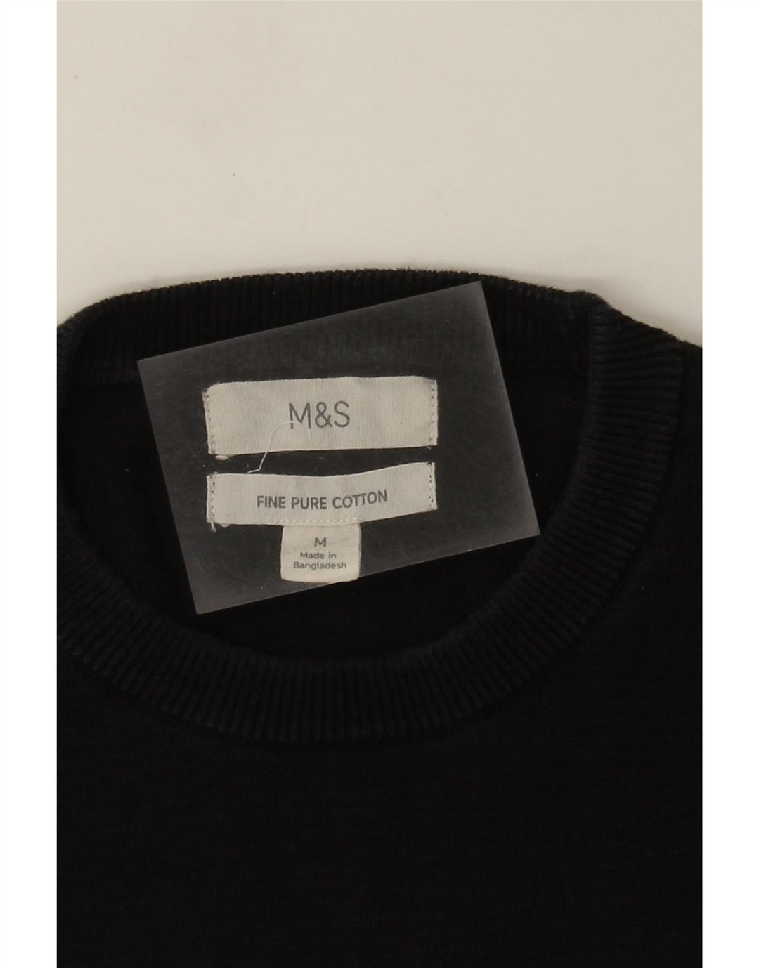 Pulover pentru femei Marks & Spencer, cu gât crew, bumbac mediu negru