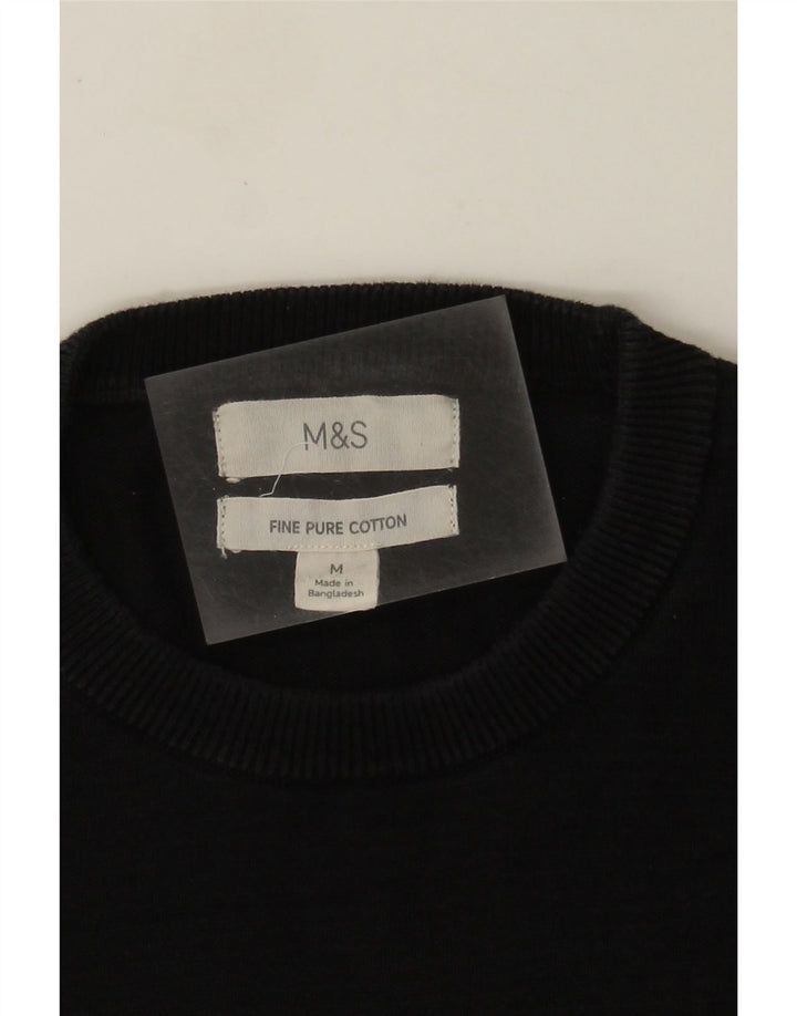Pulover pentru femei Marks & Spencer, cu gât crew, bumbac mediu negru