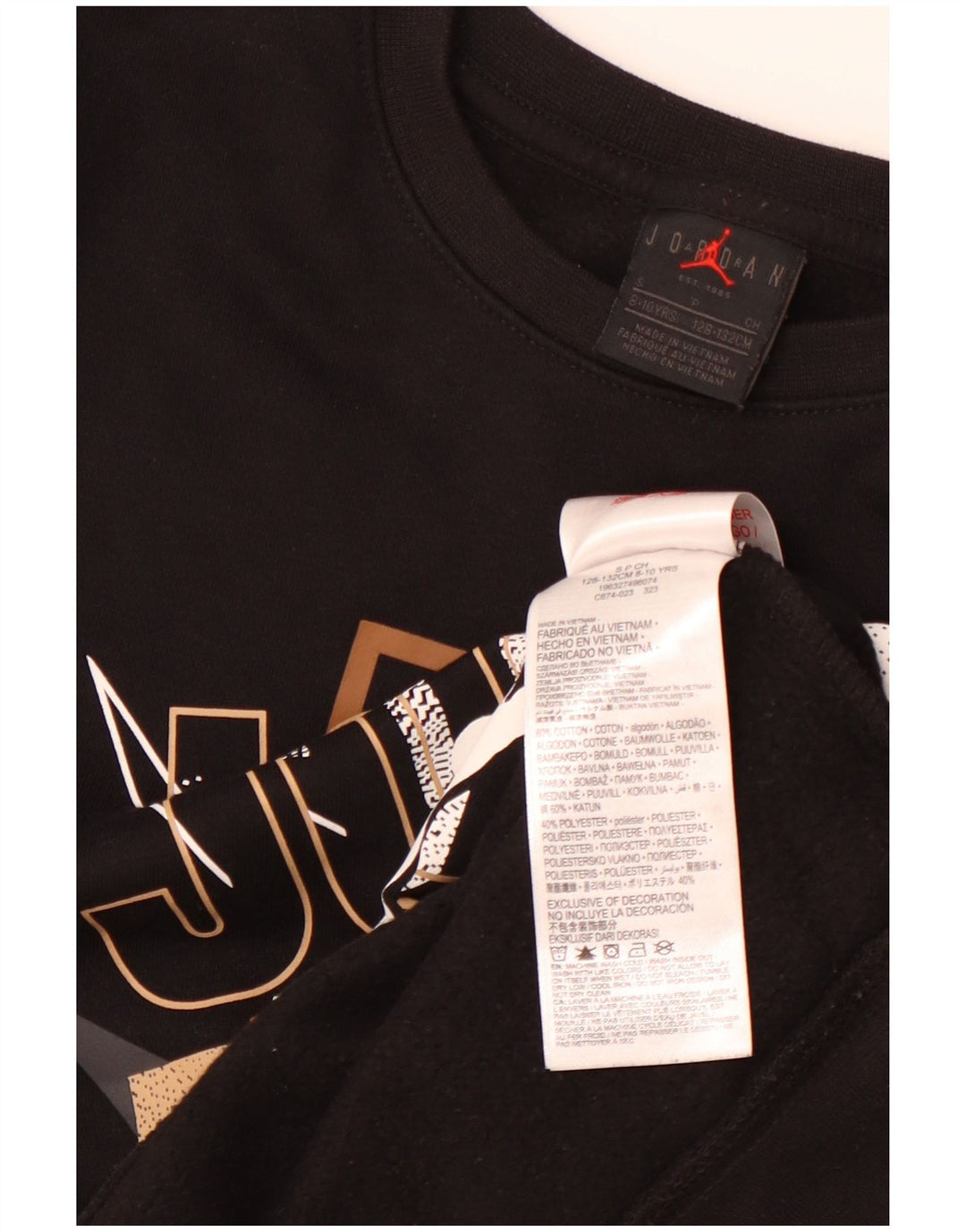 JORDAN Băieți Pulover Grafic Pulover 8-9 Ani Bumbac Negru Mic