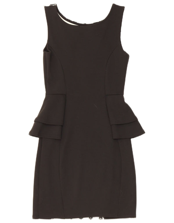 Rochie Peplum fără mâneci pentru femei Quiz UK 8 Poliester Paisley Negru Mic