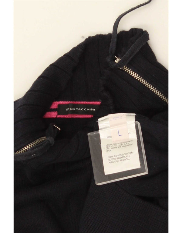 Pulover pentru femei Sergio Tacchini, cu fermoar, cu gât, UK 16, mare, bleumarin