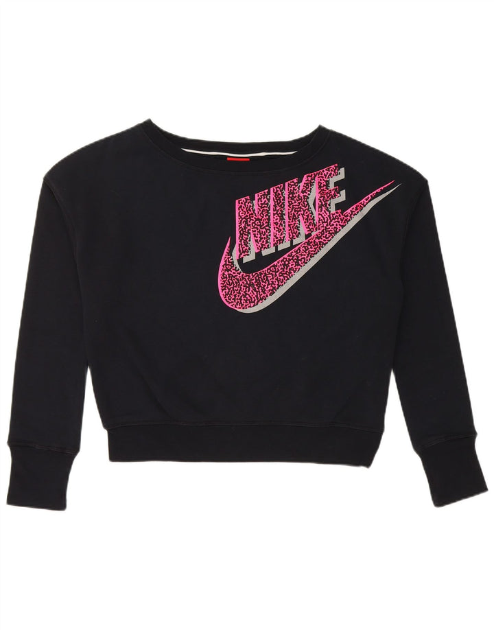 Pulover NIKE Fete Crop Graphic Pulover 13-14 Ani XL Bumbac Negru