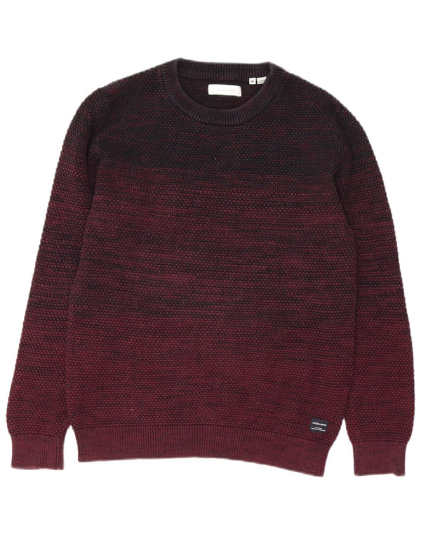 Pulover Jack & Jones pentru bărbați, cu gât de barcă, de culoare burgundă medie