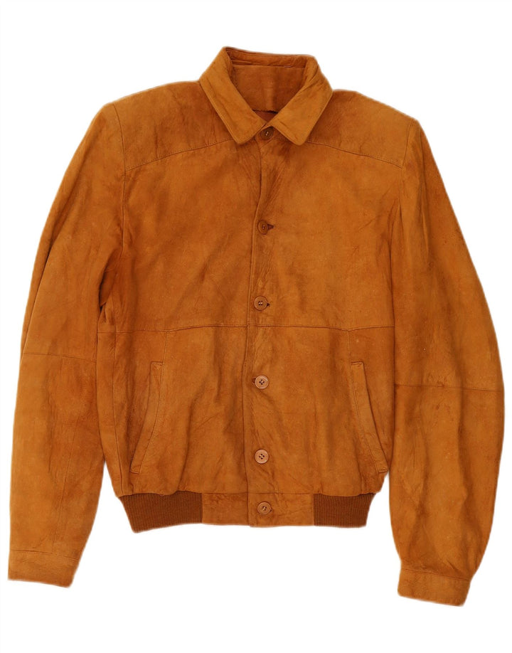 Bomber Vintage pentru bărbați din piele intoarsa IT 46 Mic Bej Piele