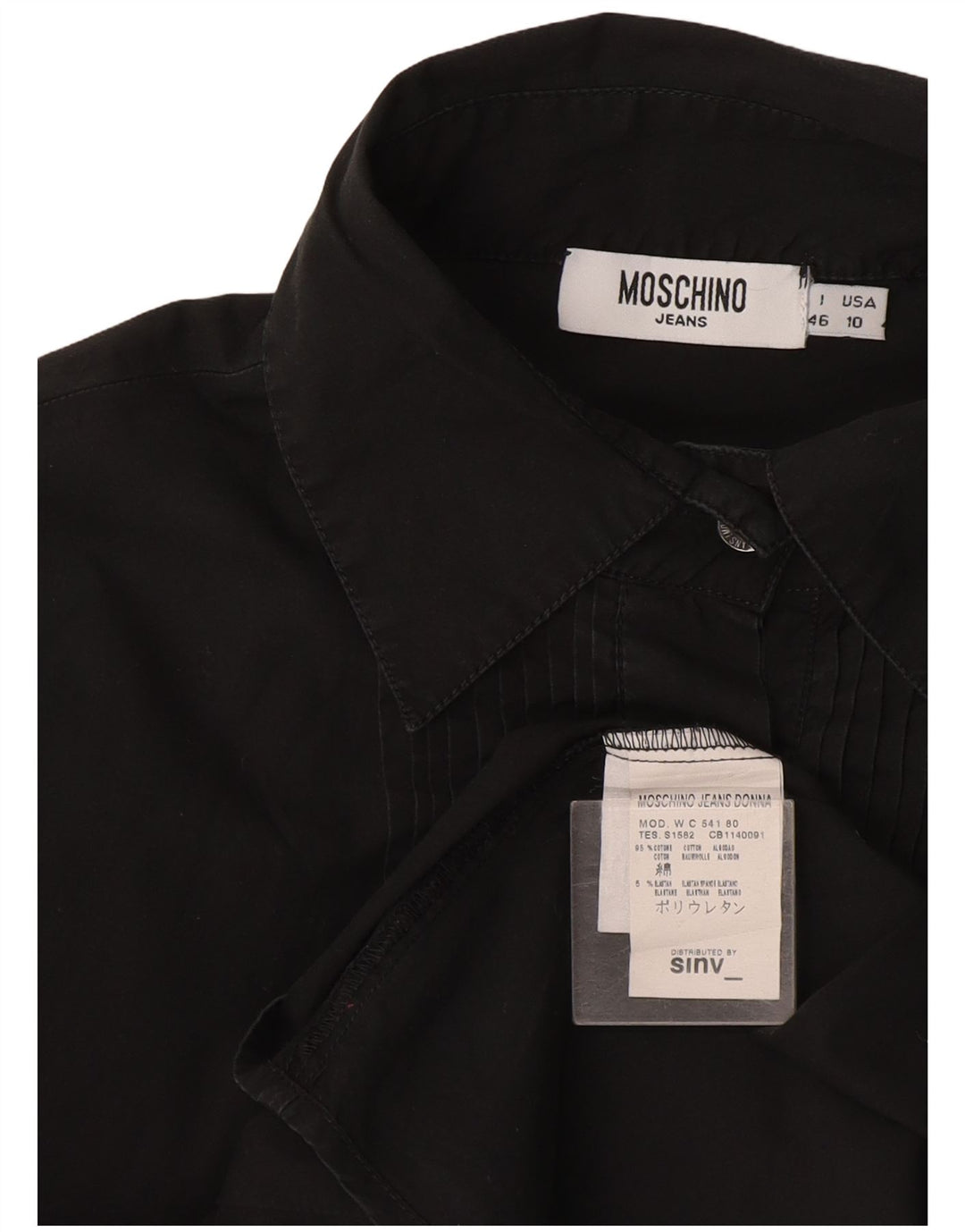 Cămașă Moschino pentru femei cu volane în față IT 46 mare bumbac gri