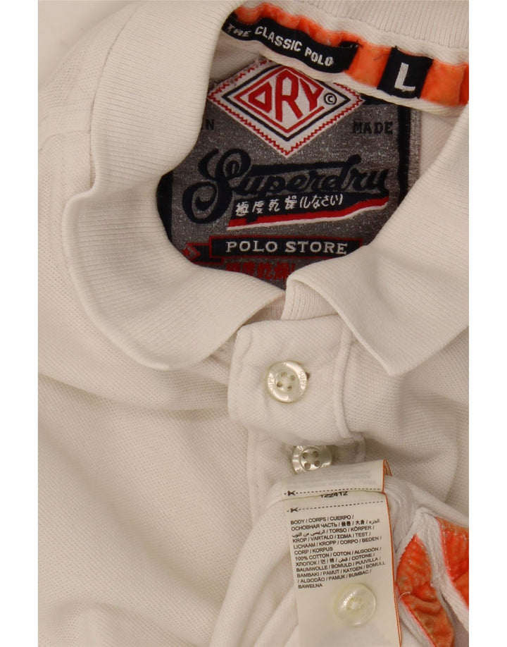 Tricou polo pentru bărbați Superdry, mare, alb, bumbac