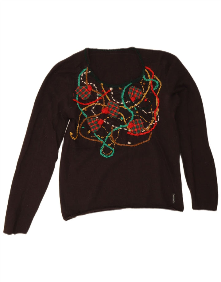 Pulover pentru femei Armani Jeans, cu model abstract, cu gât de barcă, UK 10 Small B