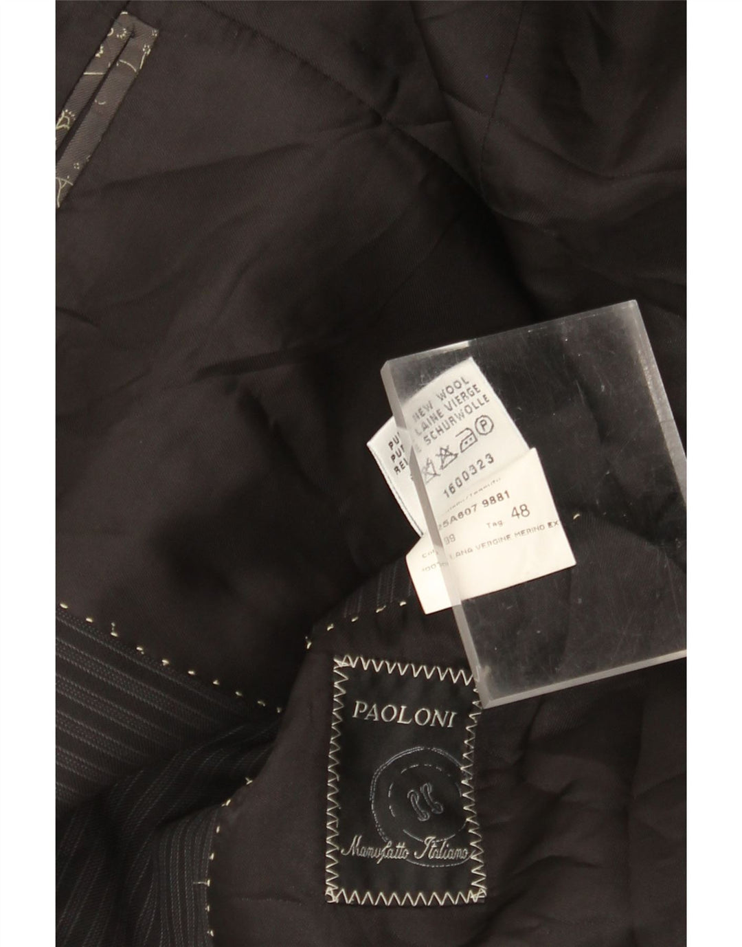 Jachetă Paoloni pentru bărbați cu 3 nasturi IT 48 Medium Black Pinstripe