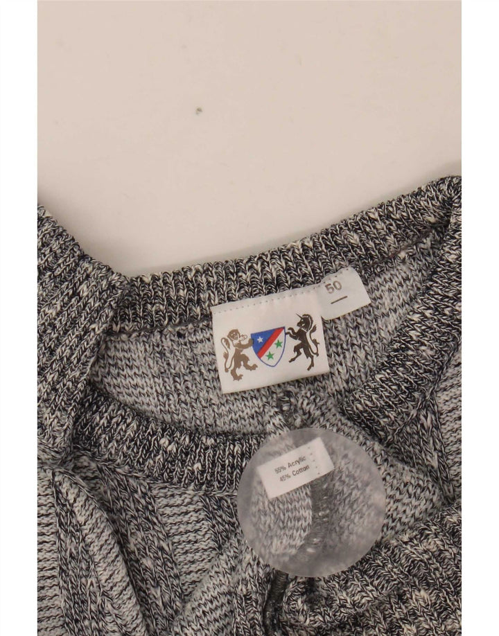 Pulover vintage pentru bărbați cu gât roșu IT 50 Medium Gri Geometric Acrilic