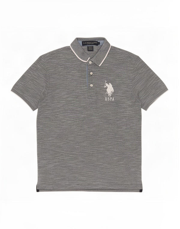 U.S. Polo Assn. Cămașă polo slim fit pentru bărbați, bumbac cu pete gri