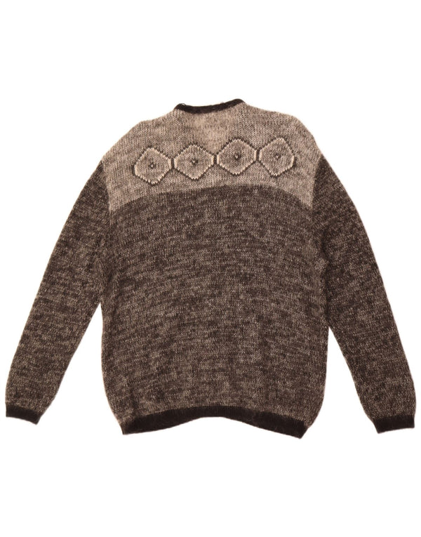 Pulover vintage cardigan supradimensionat pentru femei IT 48 XL gri Fair Isle Mohair