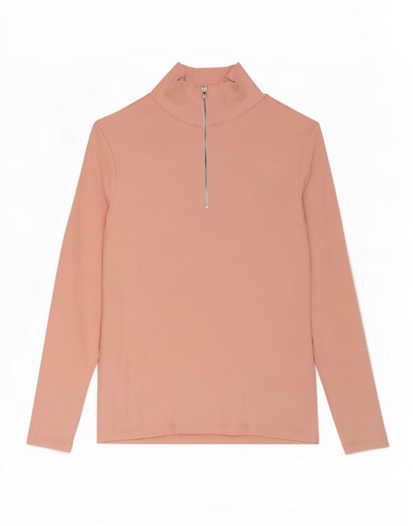 Top pentru femei Marks & Spencer, cu fermoar, cu mânecă lungă, UK 18 XL, bumbac roz
