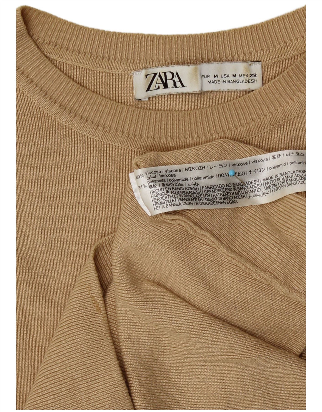 Zara femei Crop Vest Tank Top UK 12 Medium Brown Viscose